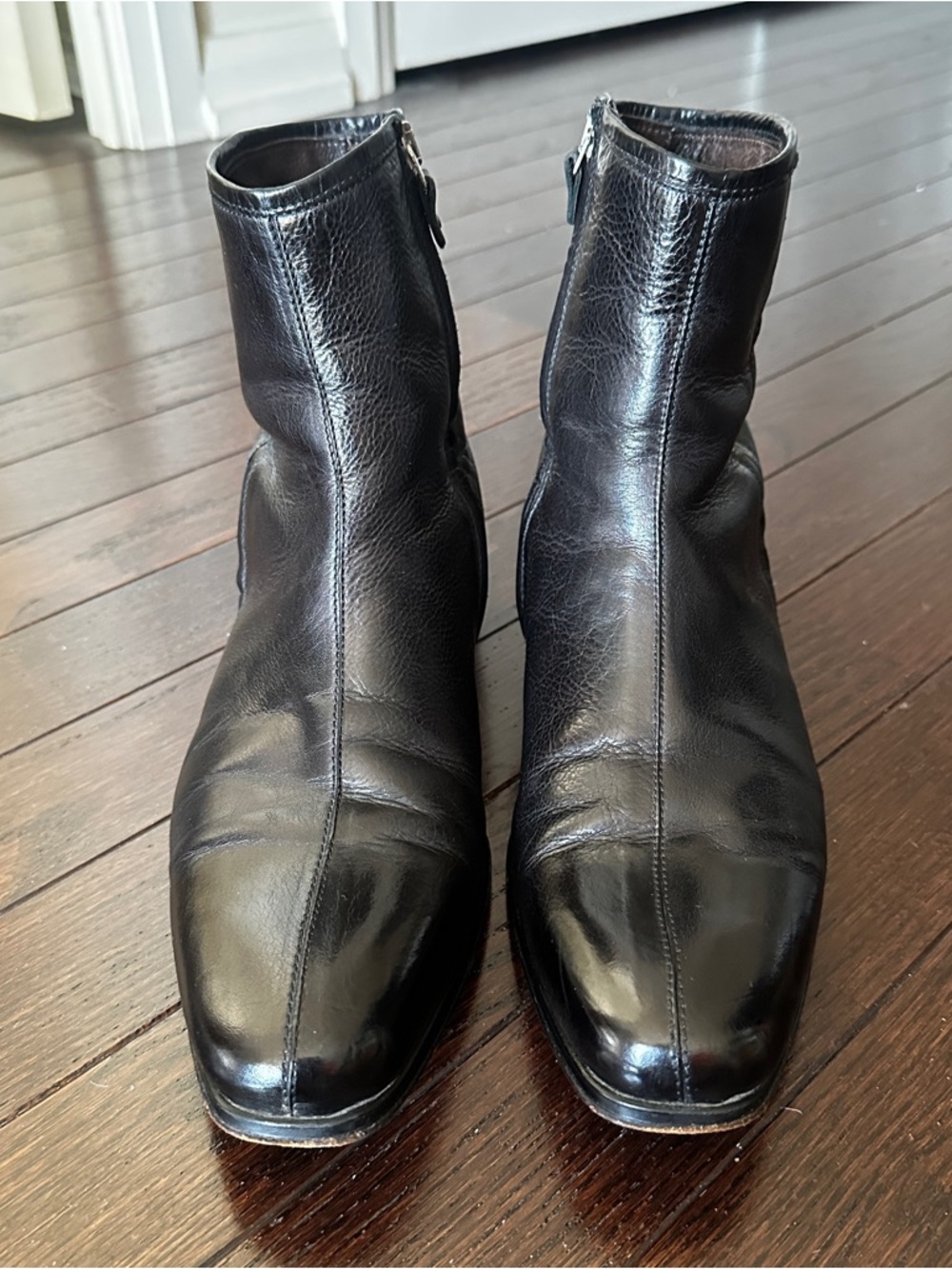 Browns Shoes Black Leather Men's Zip Chelsea Ankle Size 8 Boots